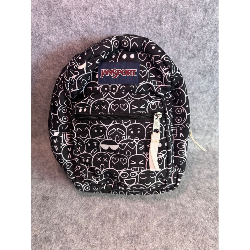Jansport Half Pint Mini Backpack Black White Emoji Doodle Print JS00TDH6